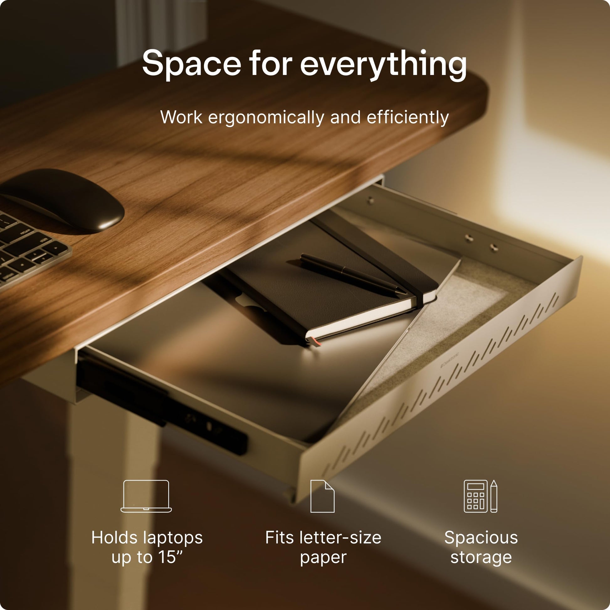 Desktronic Under Desk Drawer — Hidden Under-Desk Storage Organizer, Easy Install, Large Capacity