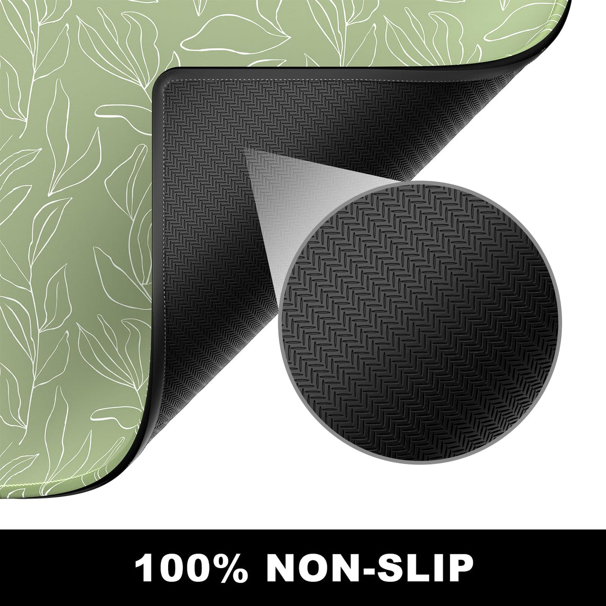 BosoBo Large Gaming Desktop Mat - XXL XXL Full Cover 35.5 x 15.7 Inches, Minimalist Green Leaf