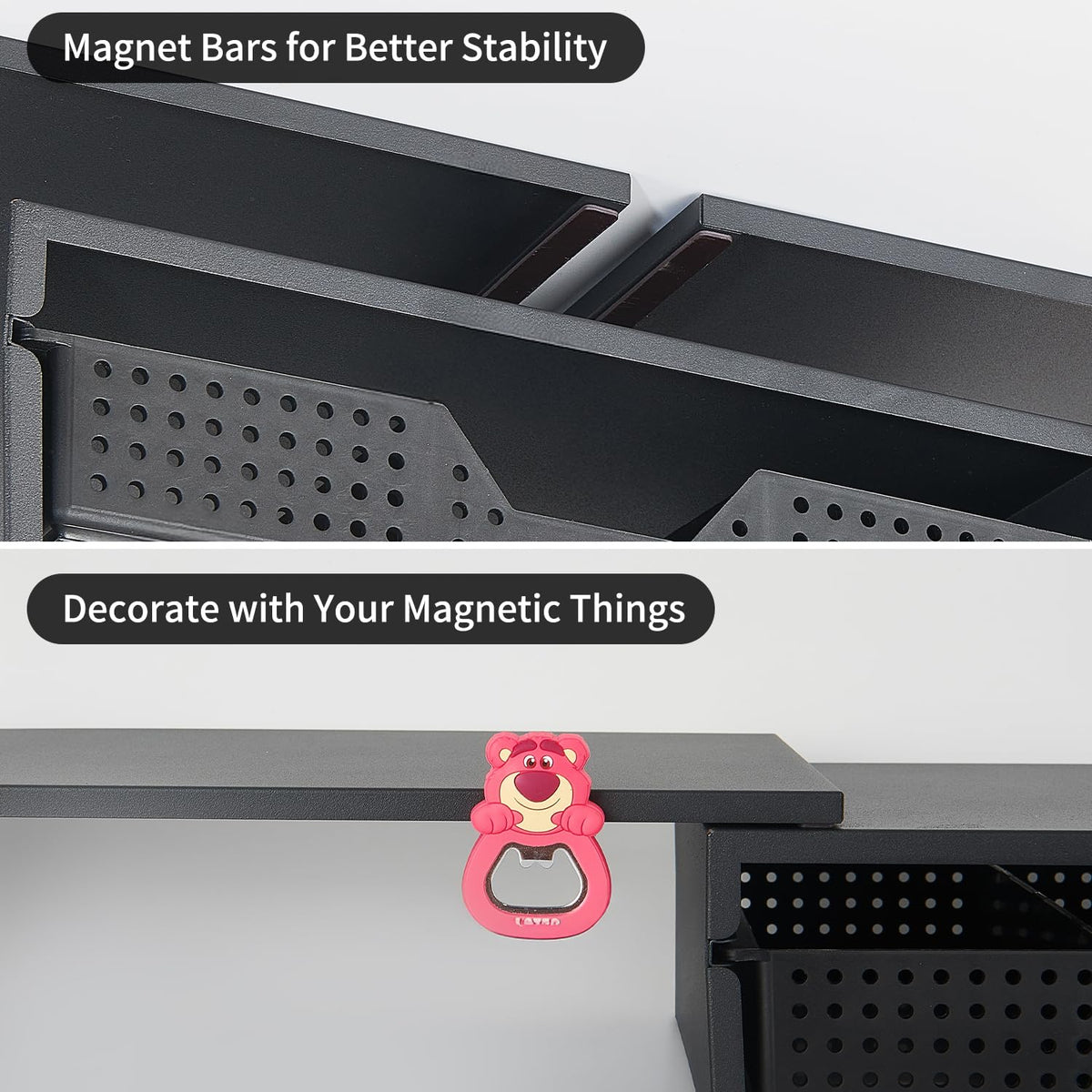 LEKETREE Dual Monitor Stand Riser with Drawer, Computer Stand for Desk, Workspace Desktop Stand