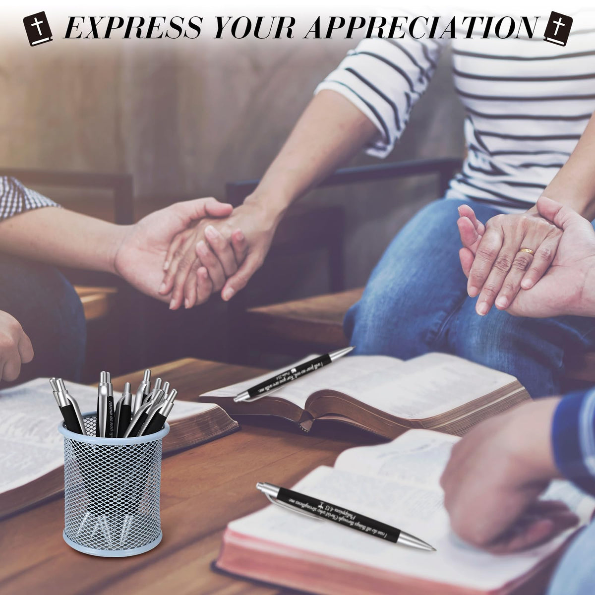 Yeaqee 100 Pcs Motivational Pens, Black, Biblical