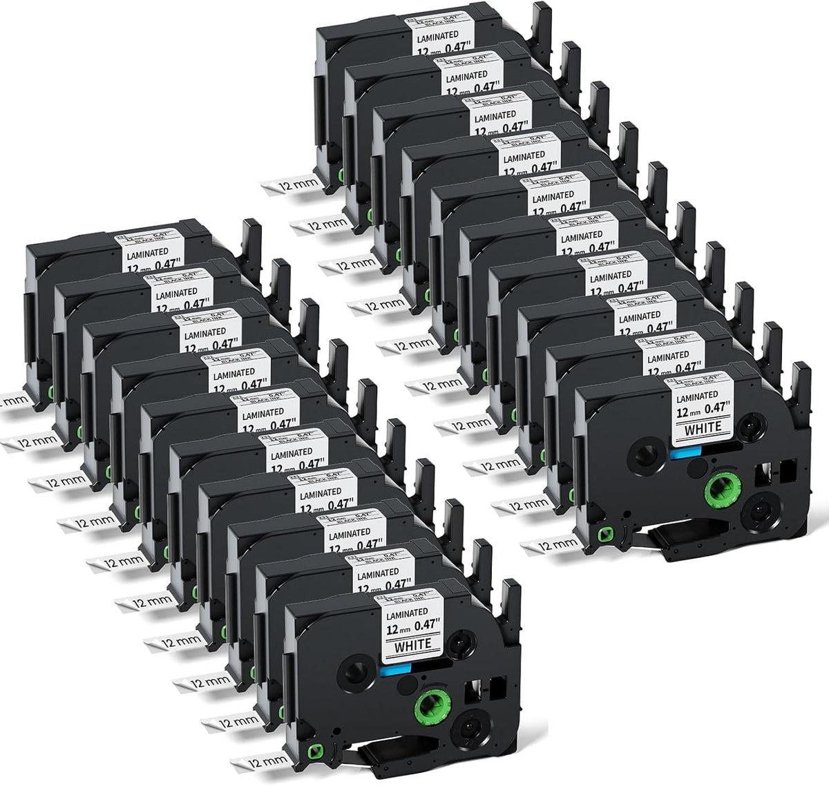 20-Pack TZe TZ Tape 12mm 0.47 Laminated Black on White TZe-231 TZe231