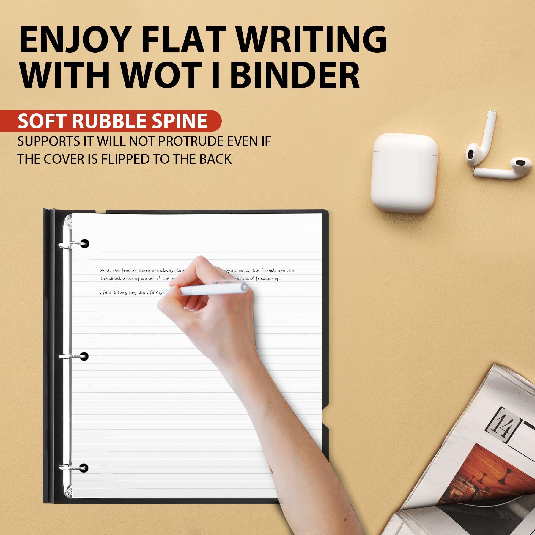 WOT I 1 Inch Telescoping 3 Ring Binder 12-Pack, Expandable Flexible Binder with Customizable Front