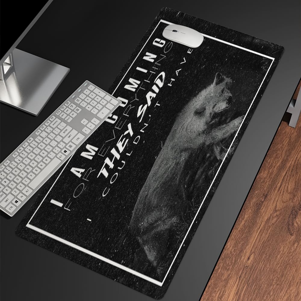 Reateforin Inspirational Quote Mouse Pad for Guys,Black Large Mouse Pad for Mens Lion Animal