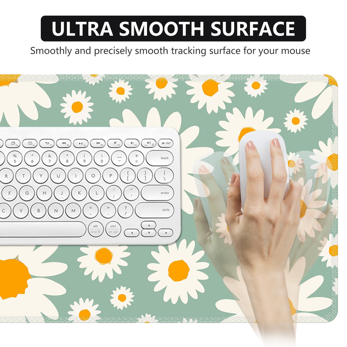 iCasso Desk Mat, Desk Matt for Desktop, Cute Desk Pad Mat, Daisy