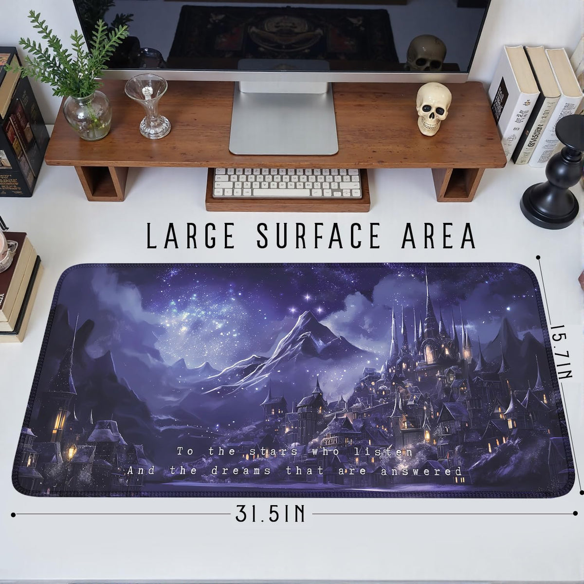 Purple Velaris Desk Mat Acotar Desk Mat Night Castle Fantasy Mouse Pad Large for Desk Computer