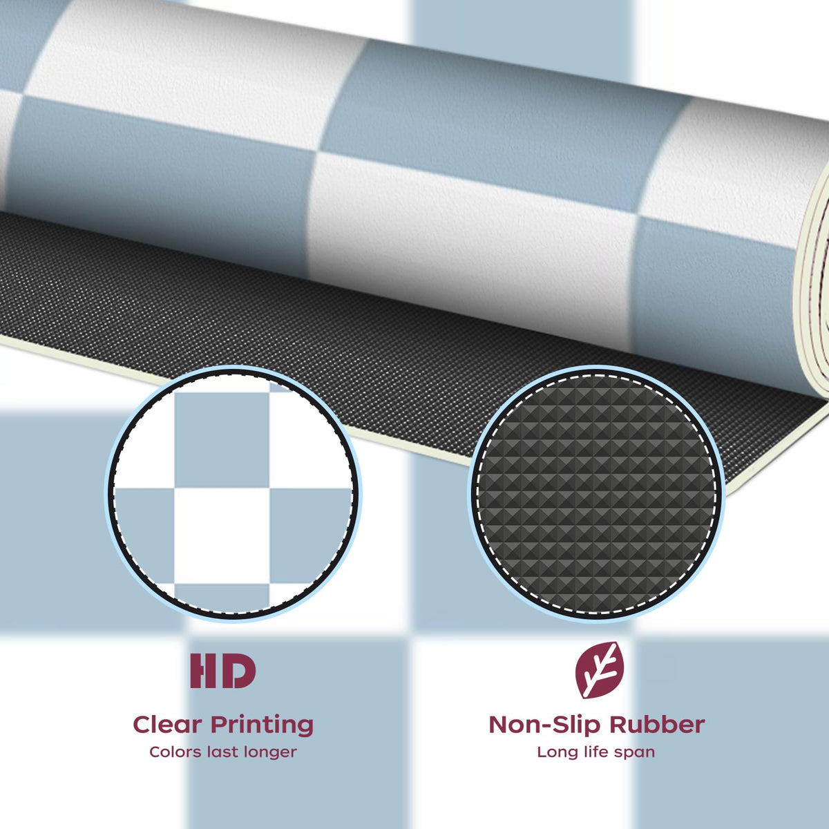 Large Checkered Desk Mat 35.4" x 15.7", PU Leather Desk Pad Protector, Large Mouse Pad for Desk
