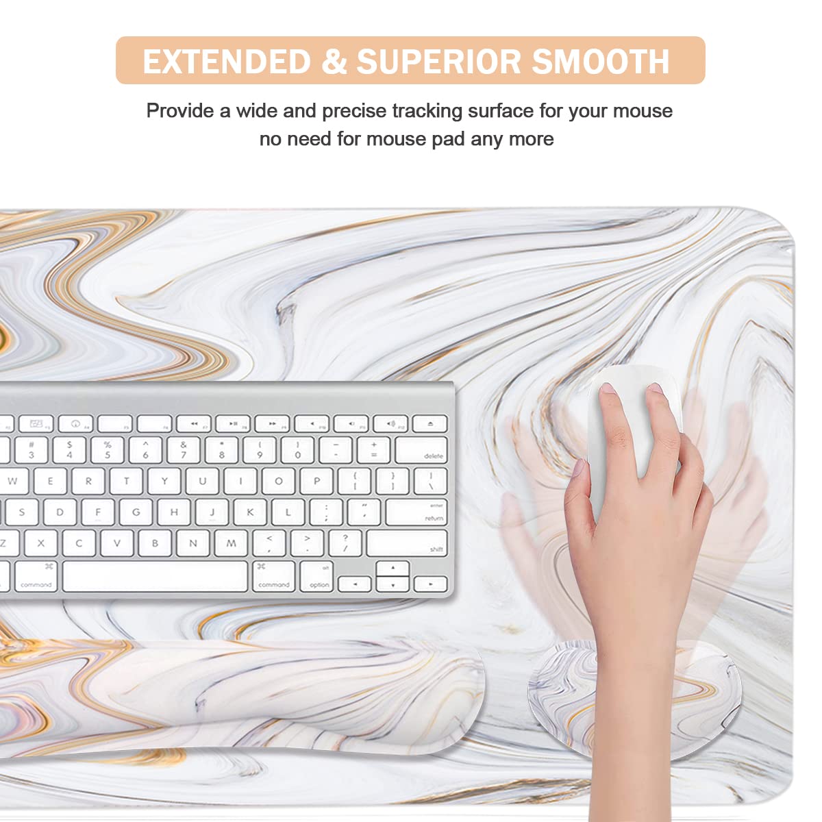 4-in-1 Large Gaming Mouse Pad, Keyboard Wrist Rest Pad & Wrist Support Mousepad Set, Extended Desk