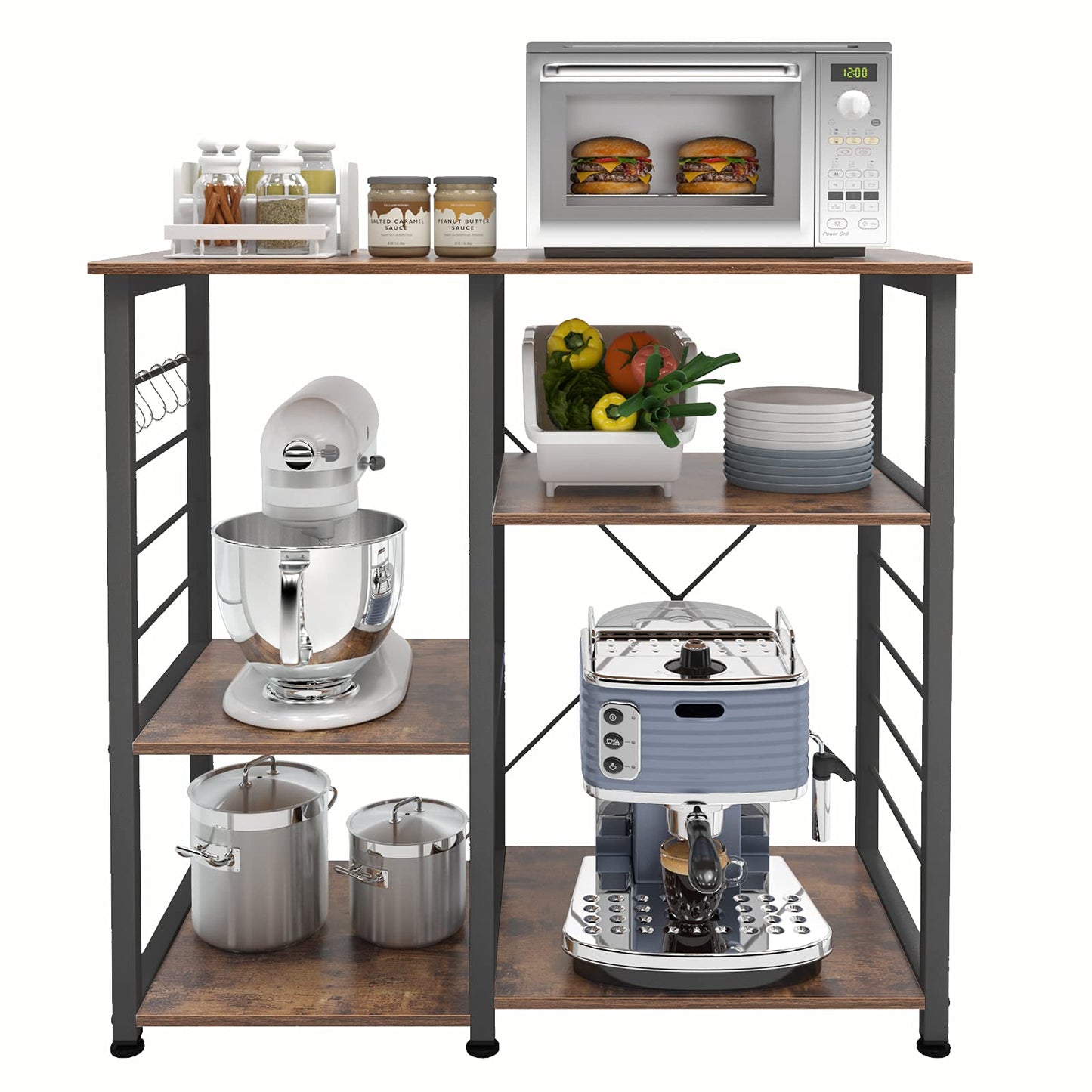 DlandHome Microwave Cart Stand 35.4 inches, Kitchen Baker's Rack Utility Storage Shelf Microwave