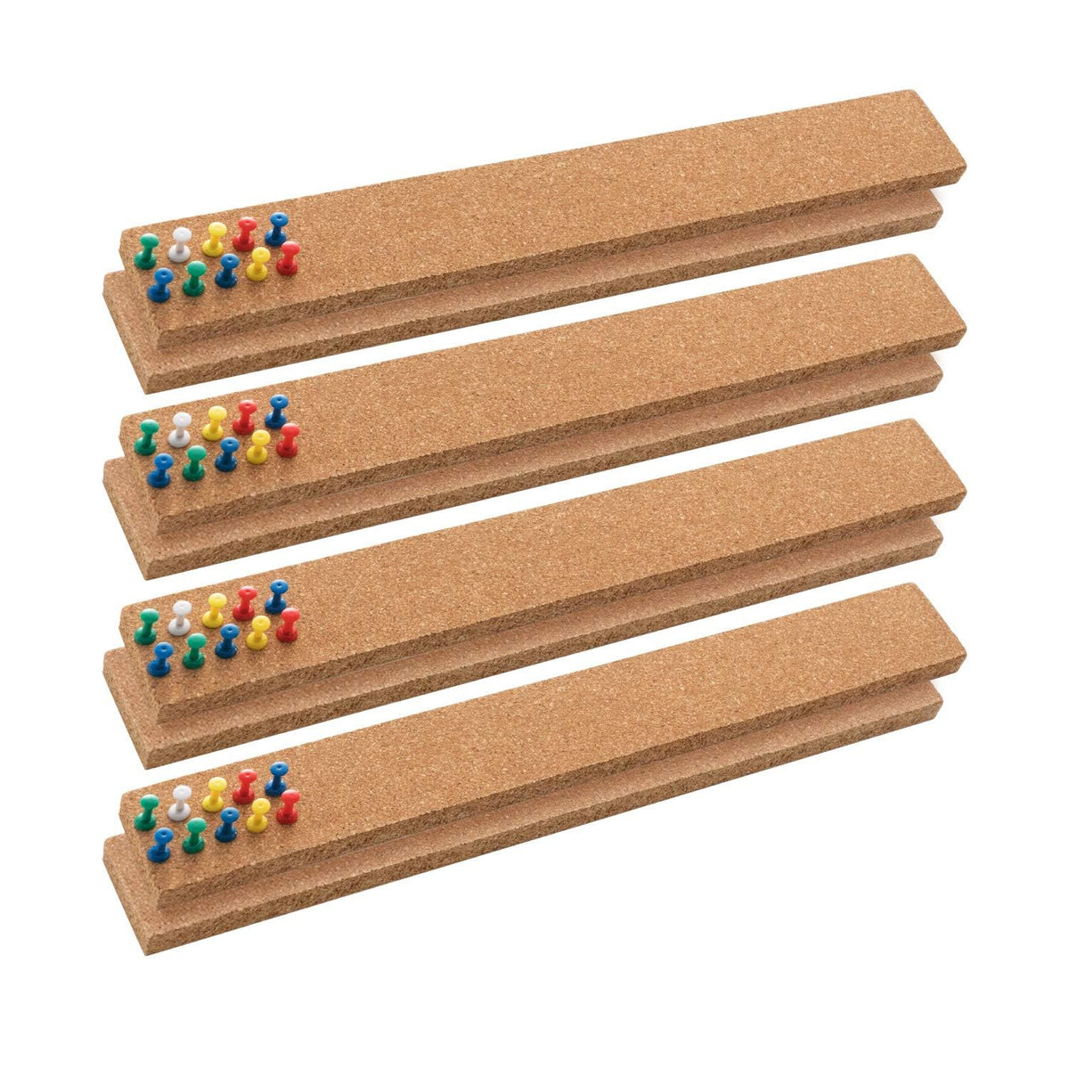 HBlife Cork Board Bulletin Board Bar Strip 15x2 Inch, 1/2 Inch Thick 8 Pack
