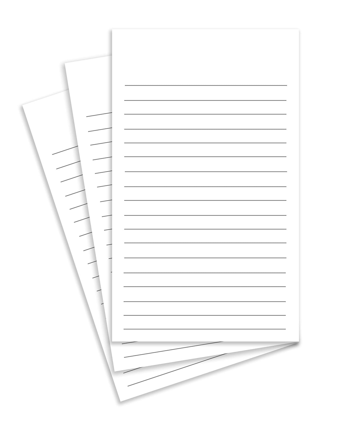 Thick White Note Cards for notes or thoughts, Printed black ruled lines Both sides - Vertical Ruled