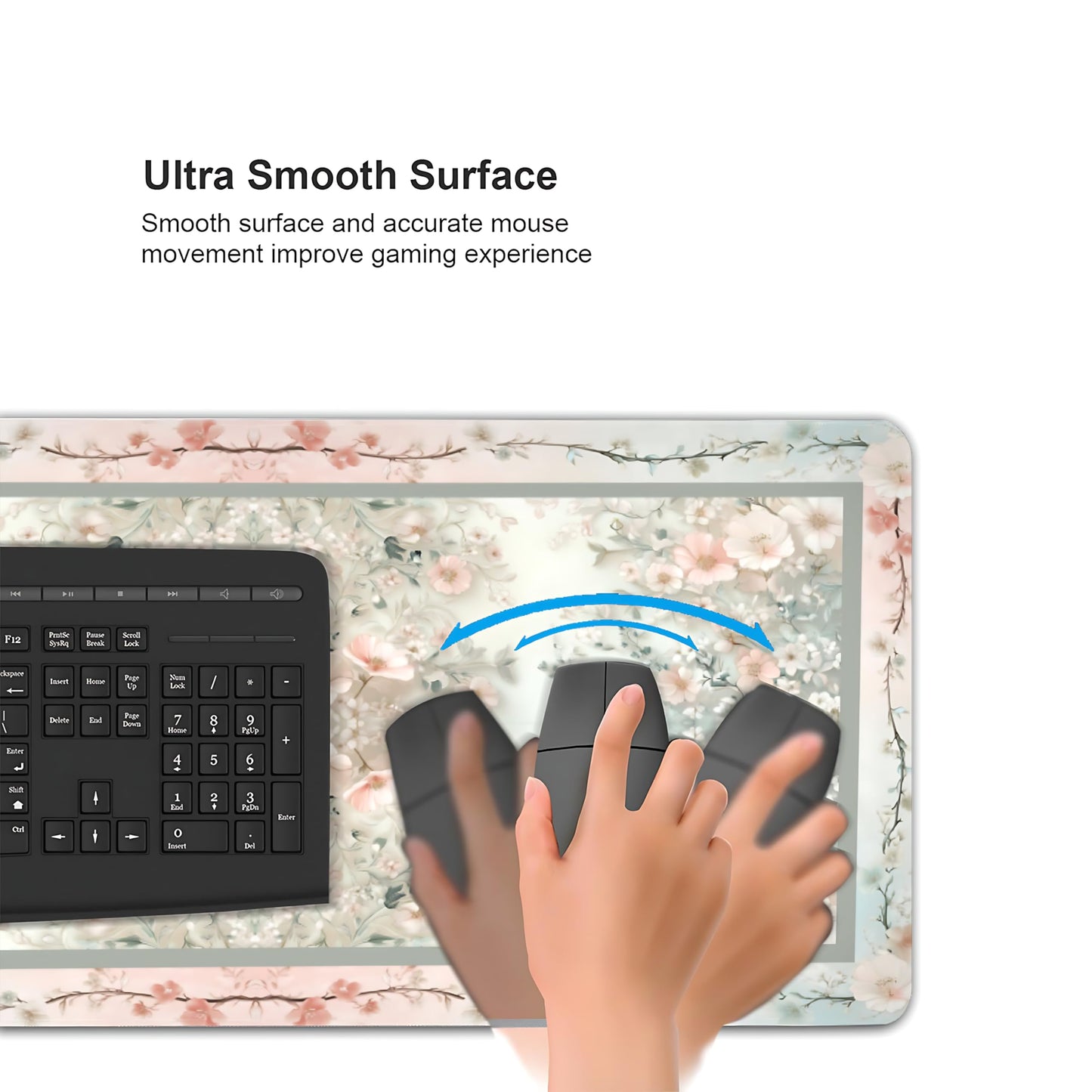 Cute Floral Aesthetic Daisy Gaming Mouse Pad, Morandi Rug Desk Mat with Anti-Slip Base & Stitched