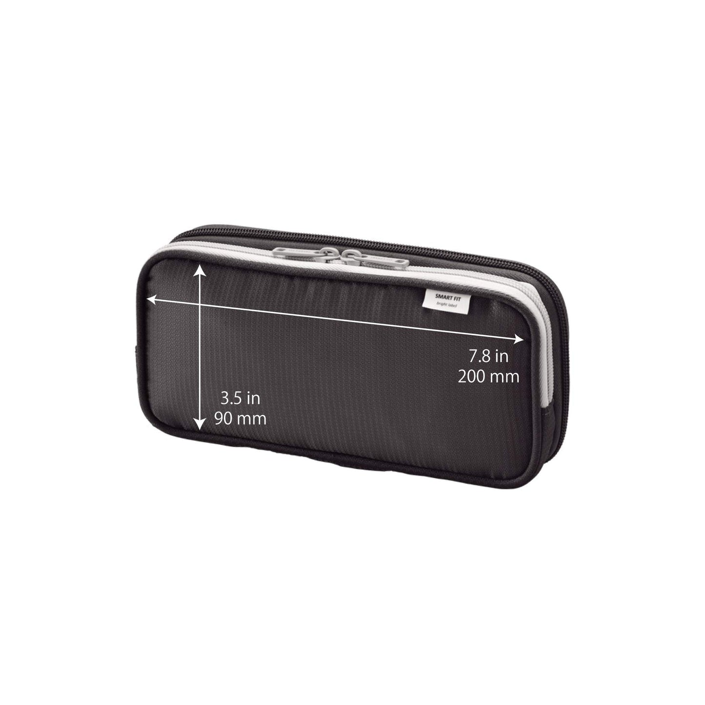 LIHIT LAB Double Pen Case, Large, 4.1 x 8.7, Black (A7661-24) (A-7661-24)