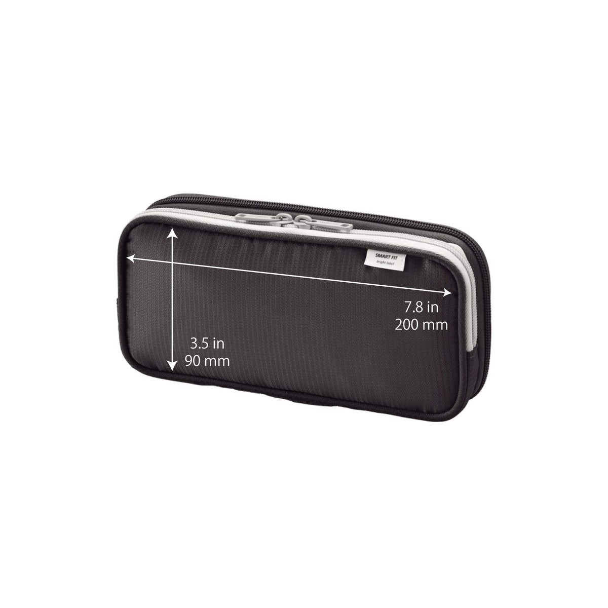 LIHIT LAB Double Pen Case, Large, 4.1 x 8.7, Black (A7661-24) (A-7661-24)