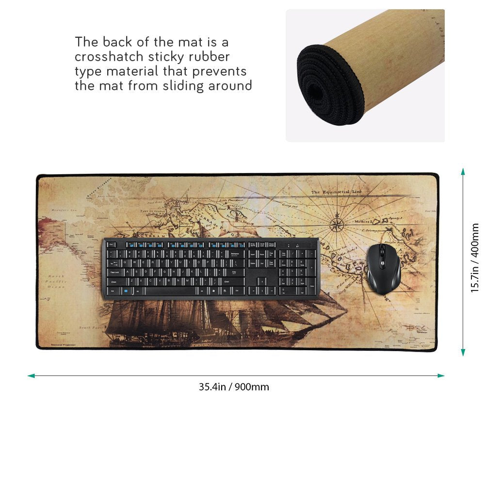 Cmhoo XXL Professional Large Mouse Pad & Computer Game Mouse Mat (35.4x15.7x0.1IN, Boat)