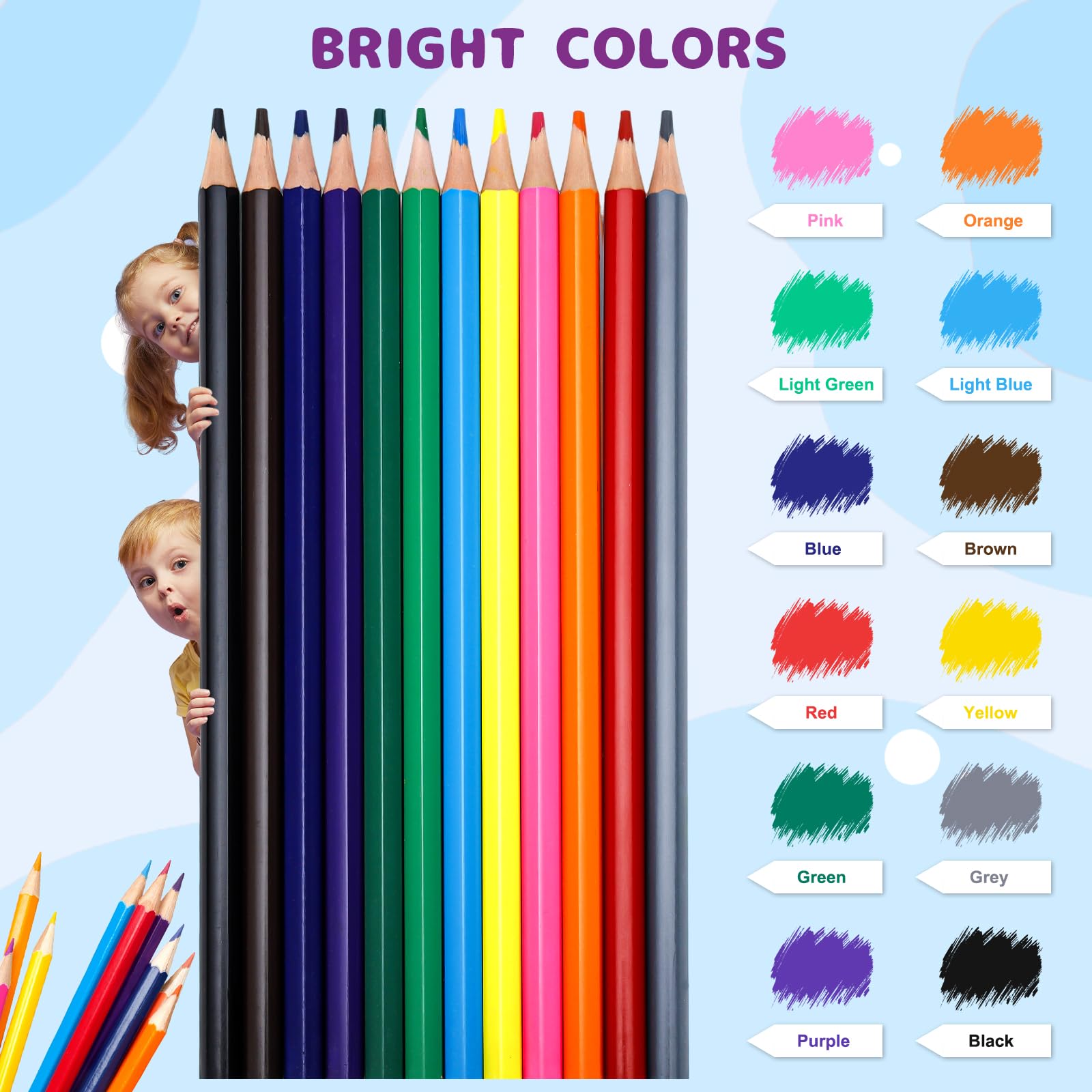 Craiiby Colored Pencils Bulk 144 Count, 12 Packs of 12 Colors Pre-Sharpened, Classroom Supplies for