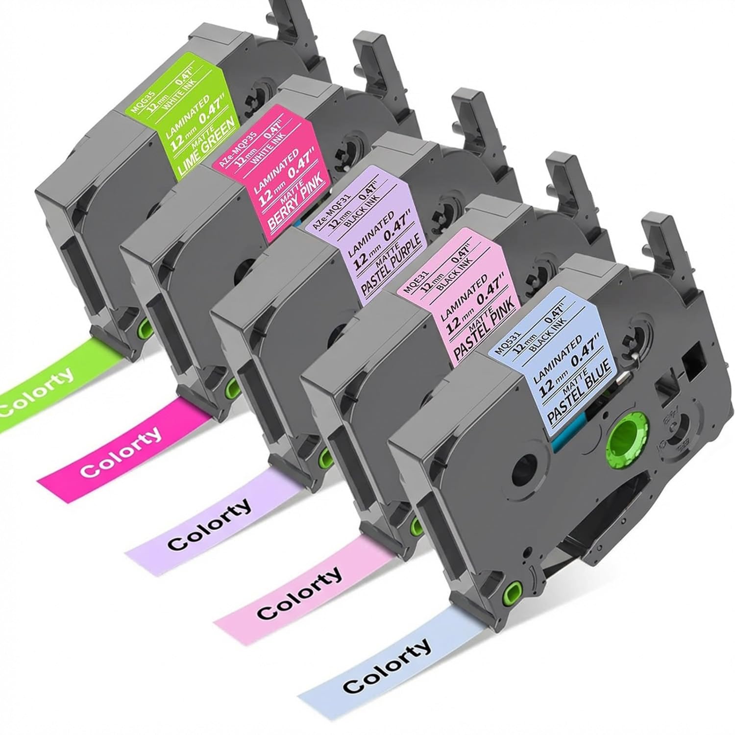 COLORTY Replacement for Brother P-Touch Label Maker Tape TZe 12mm 0.47 Inch