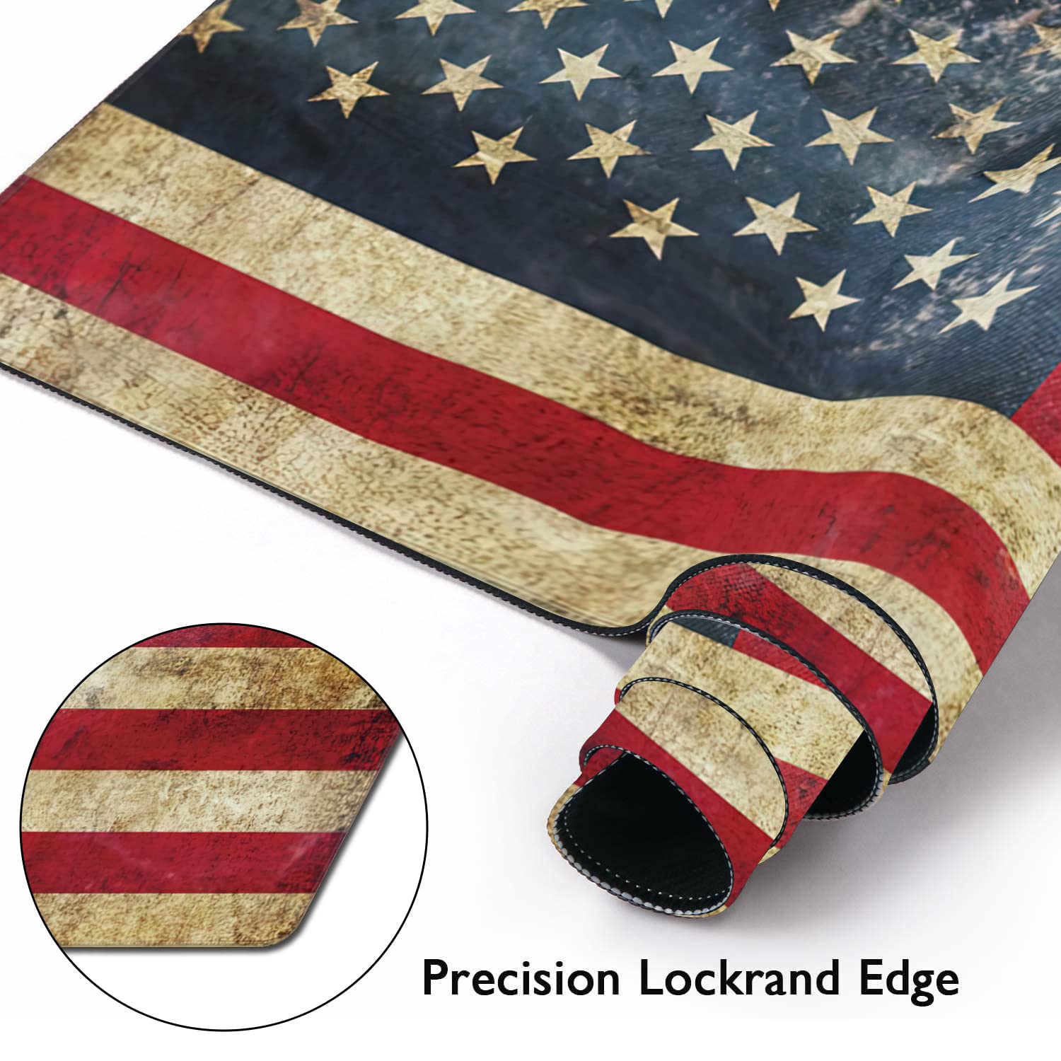 Retro Flag of United States Large Mouse Pad Extended Gaming Mouse Pad Waterproof Desk Mat with