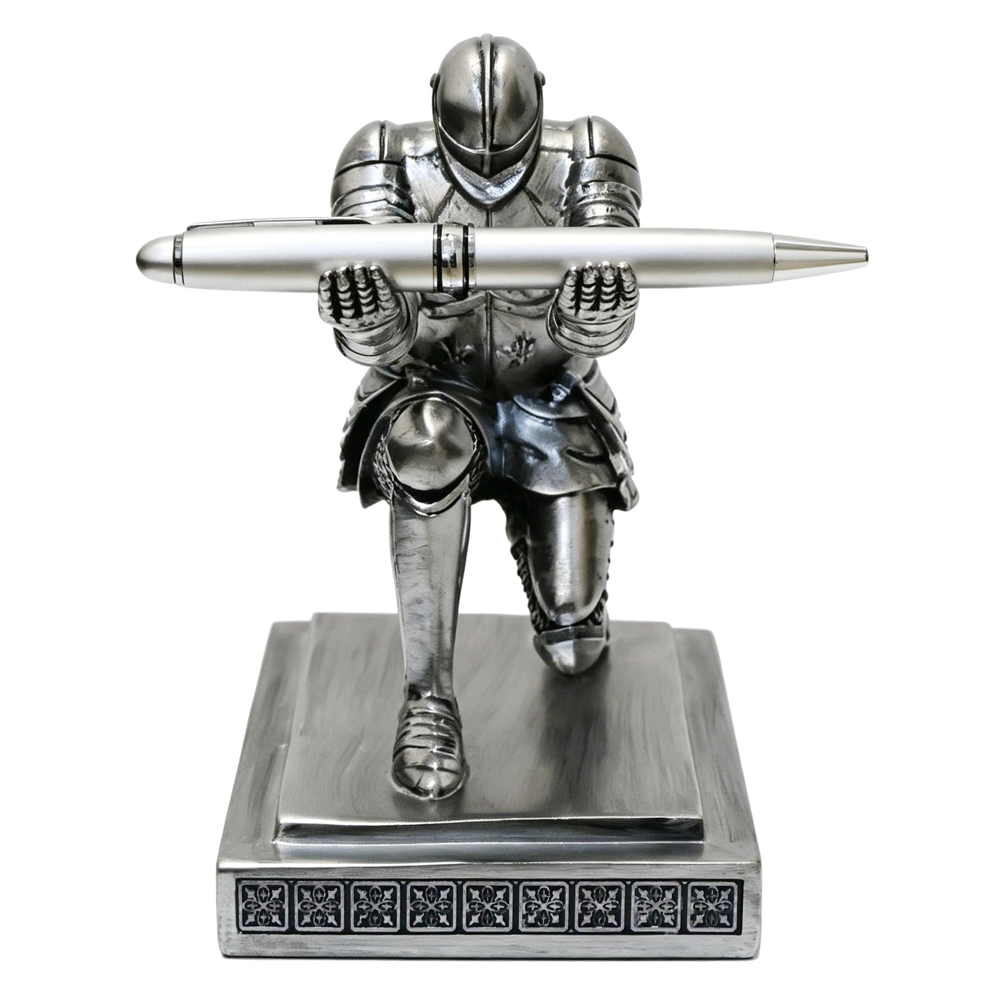 Soldier Executive Knight Pen Holder Personalized Desk Organizers Silver