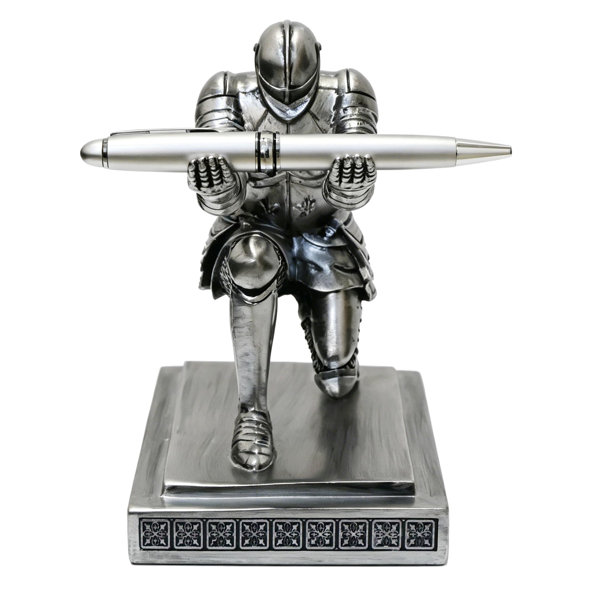 Soldier Executive Knight Pen Holder Personalized Desk Organizers Silver