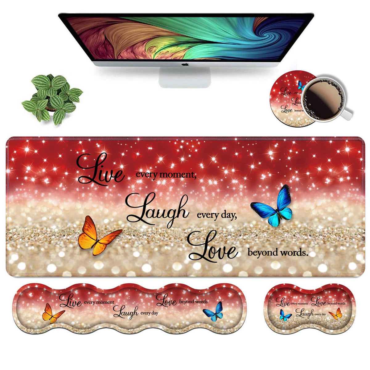 Ergonomic Keyboard Wrist Rest & Mouse Pad Wrist Rest Set,Large XXL Gaming Desk Mat 31.5"x