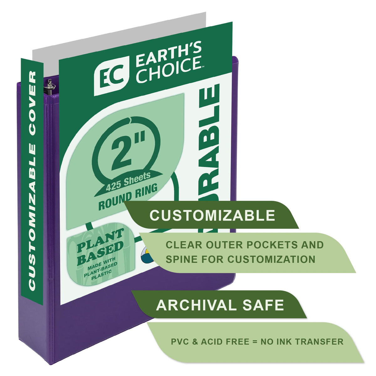 Samsill Plant-Based 2 Inch Durable Round Ring, View Binder, Eco-Friendly, USDA Certified Biobased