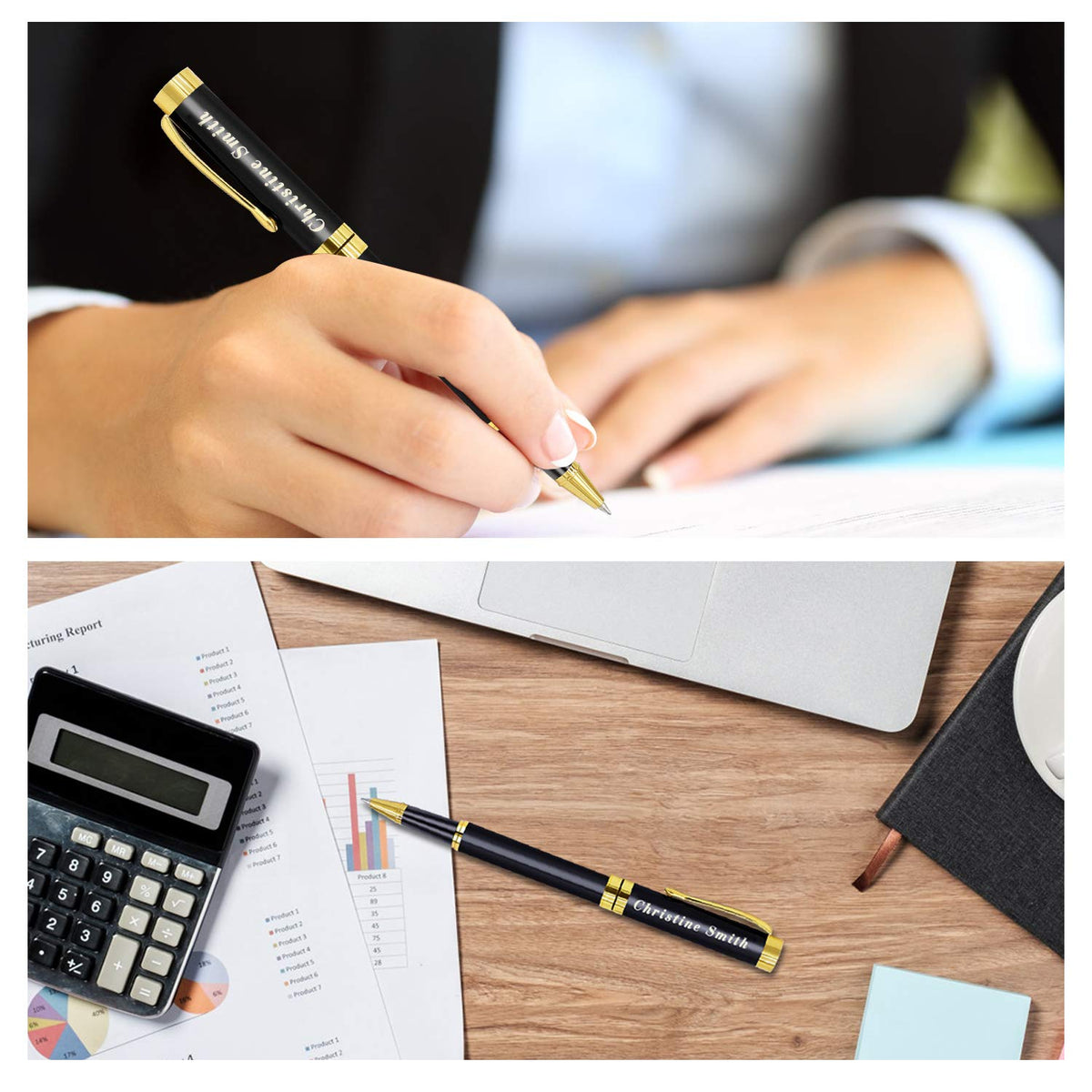 Amlion Personalized Pens Custom Engraved Pen with Name, Refillable Medium Refill, Personalized