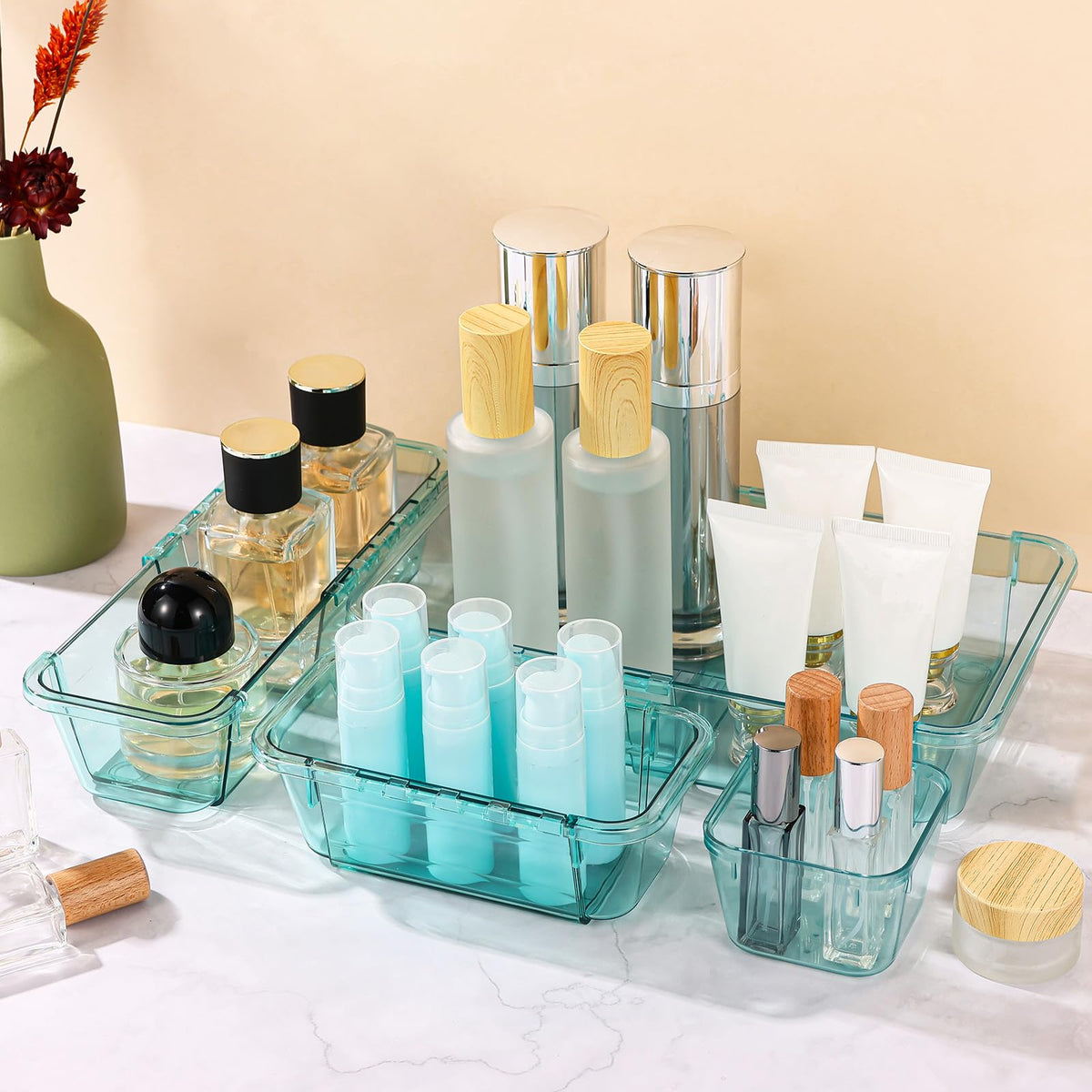 25 Pcs Clear Drawer Organizer, Adjustable Drawer Storage Box, 3-Size Desk Drawer Organizer, Acrylic