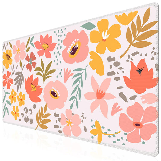 iCasso Desk Matt for Desktop,Cute Desk Pad Mat,Flowers Leaves