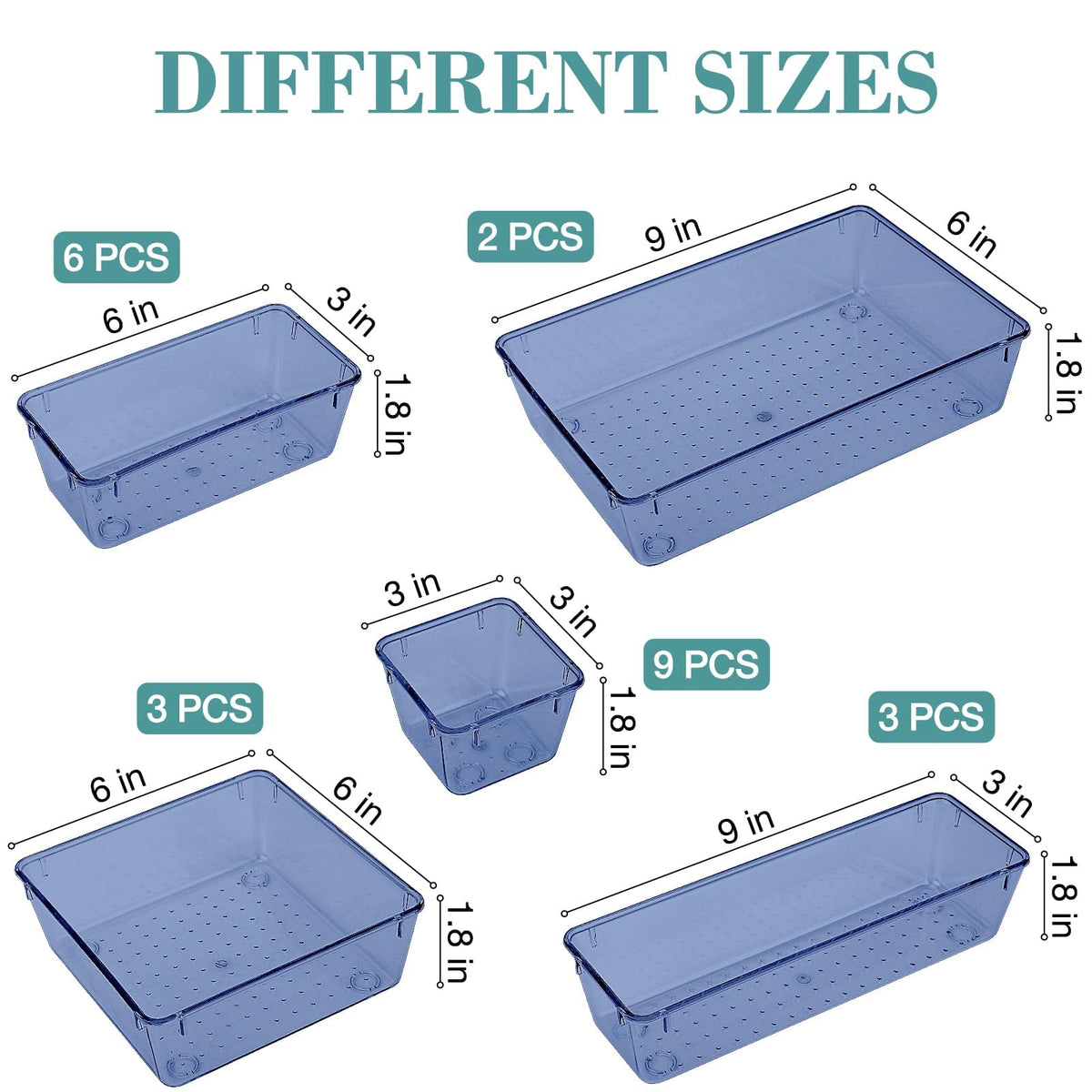 23 PCS Drawer Organizer Set, 5 Size Bathroom and kitchen organizer Trays