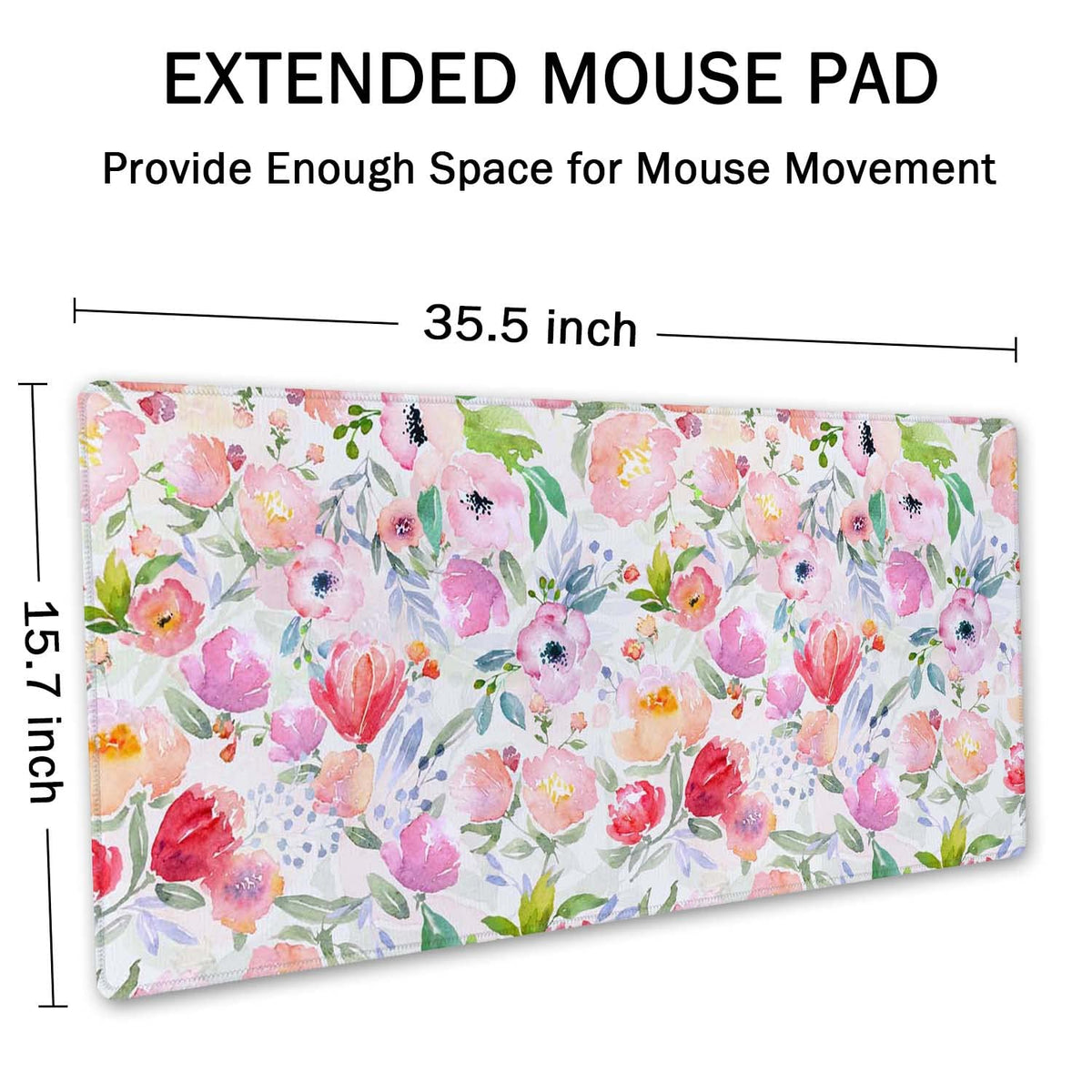 SSOIU Extended Gaming Mouse Pad (35.5x15.7 in), Large Stable Rubber Base Mousepad with Stitched