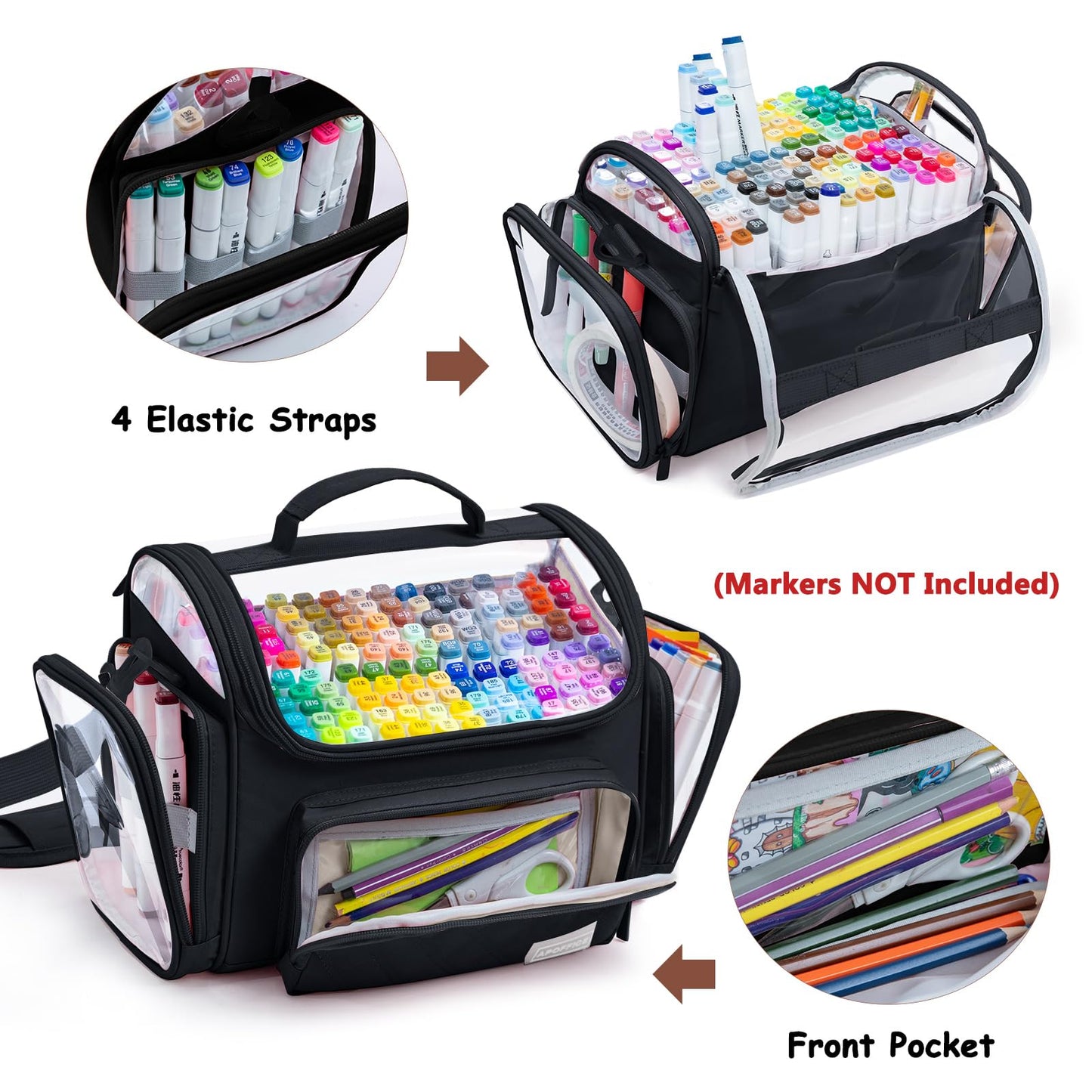APOFFICE Large Marker Case for 150-200 Markers, Marker Organizer Bag
