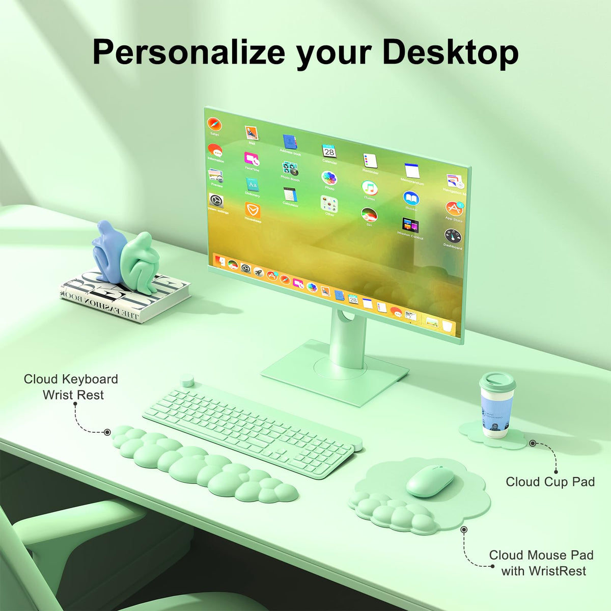 MOKURU Cloud Mouse Pad with Wrist Rest, Cloud Keyboard Wrist Rest, Mouse Pad Wrist Support