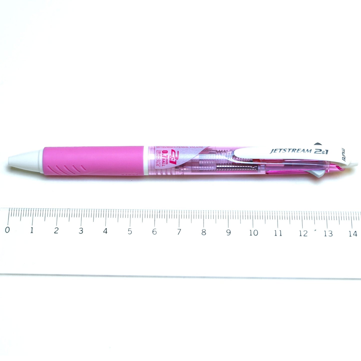 Uni Jetstream Multi Pen 2and1, 0.7mm Ballpoint Pen (Black, Red) and 0.5mm Mechanical Pencil, Pink