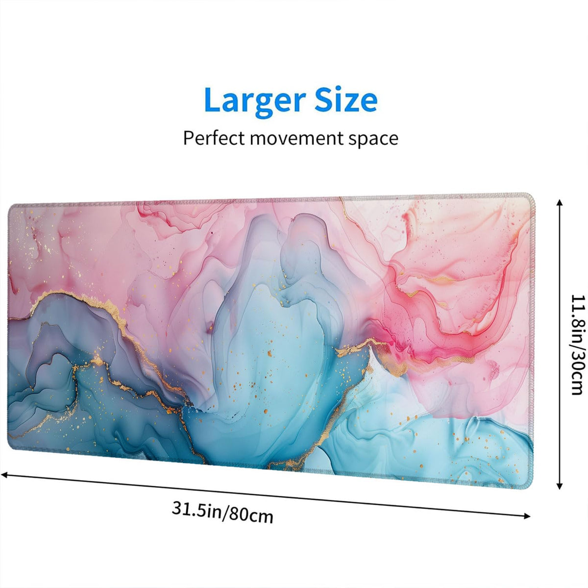 Pink Cyan Marble Desk Mat Blue Gold Marble Mousepad XL Large Gaming Mouse Pad Laptop Keyboard Mat