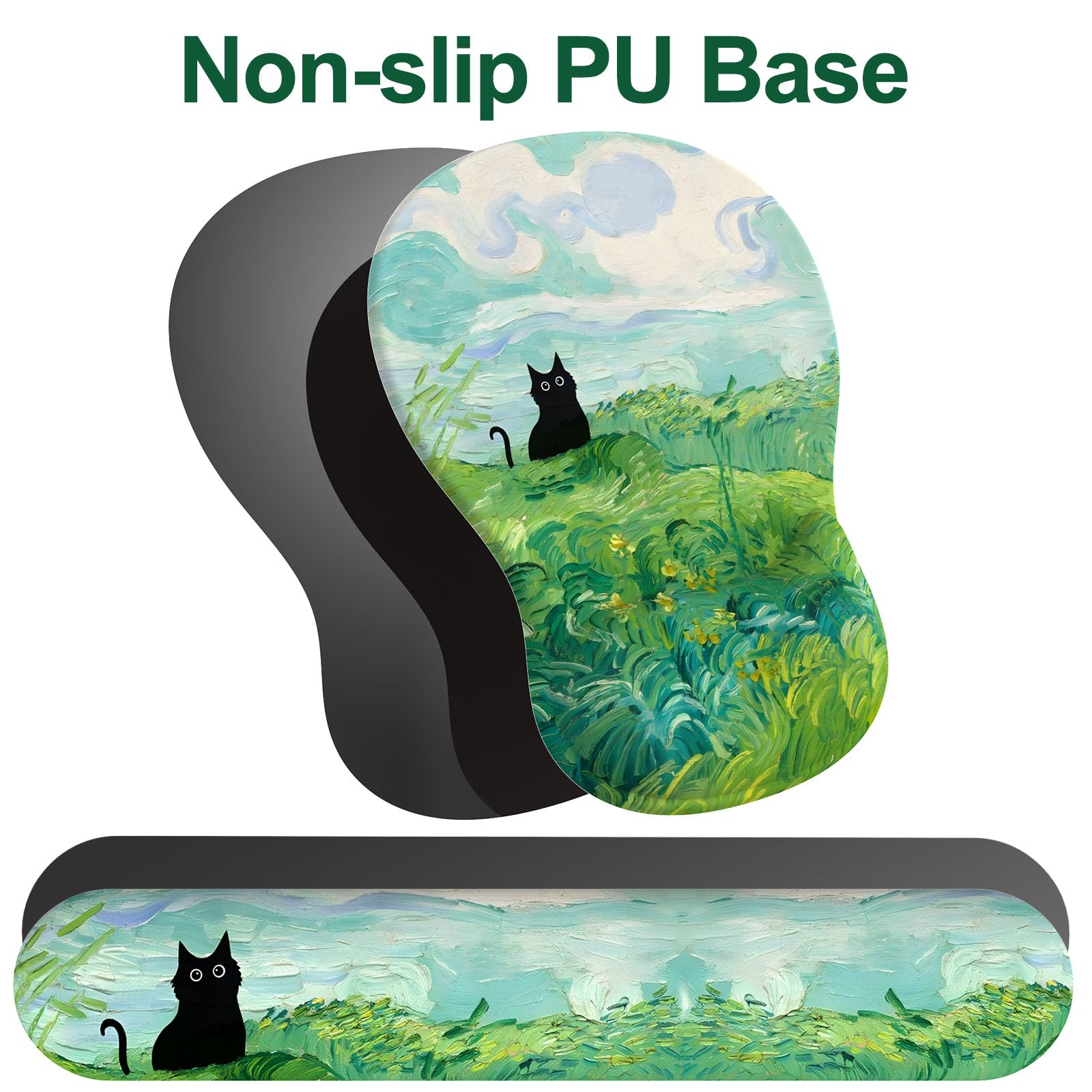 Ergonomic Mouse Pad with Wrist Rest and Keyboard Wrist Rest, Gel Mousepad