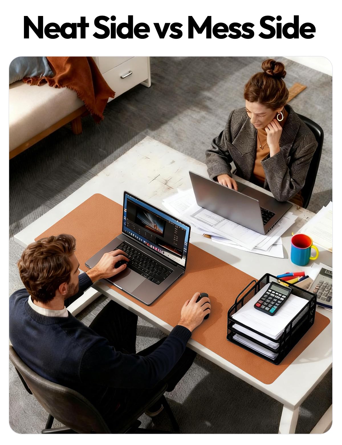 YSAGi Leather Desk Protector, Office Mat, Large Mouse Mat, Non-Slip PU Leather Blotter, Laptop Desk