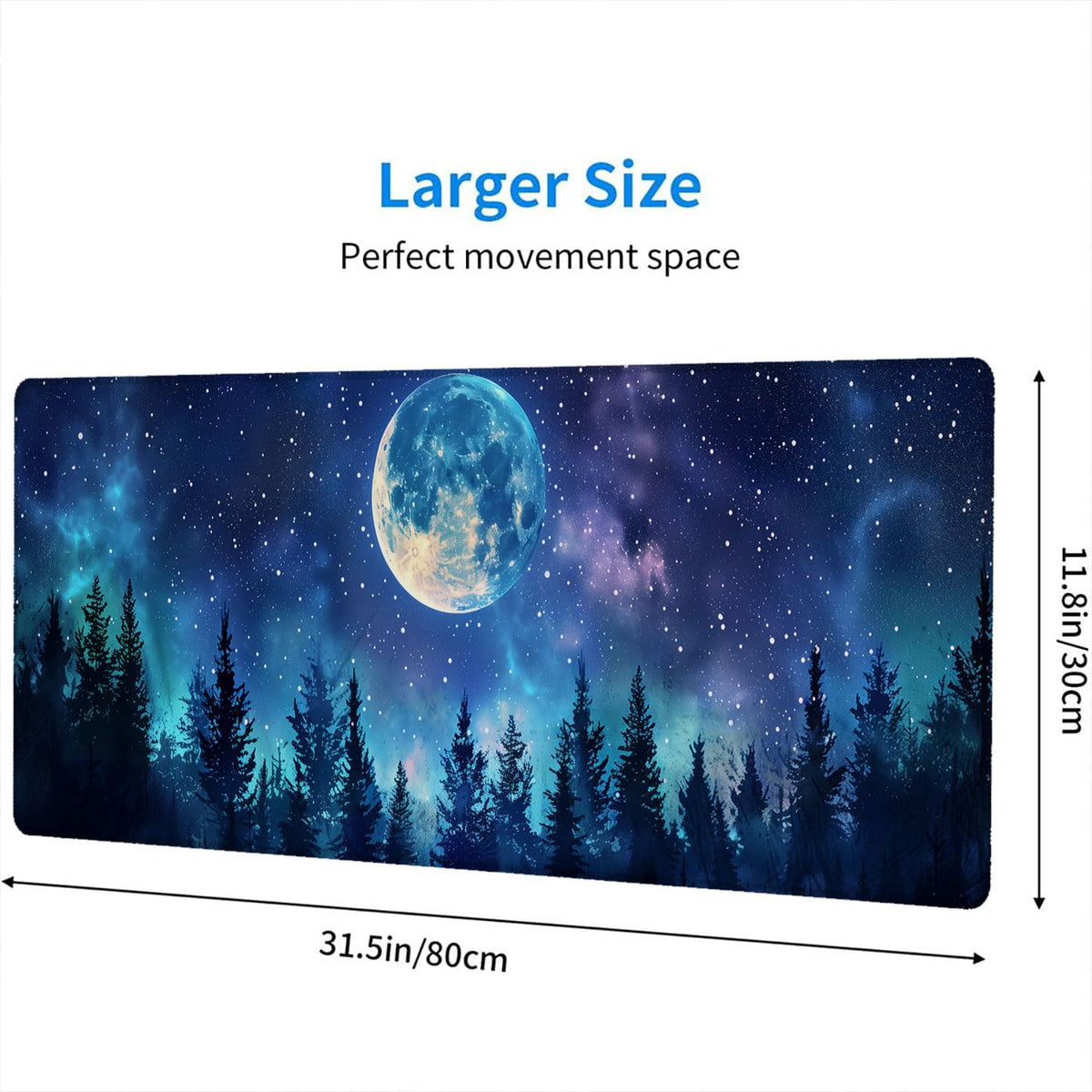 Starry Sky Forest Desk Pad Mouse Pad Moon Stars Galaxy Forest Aurora XL Mouse Pad Large Mousepad