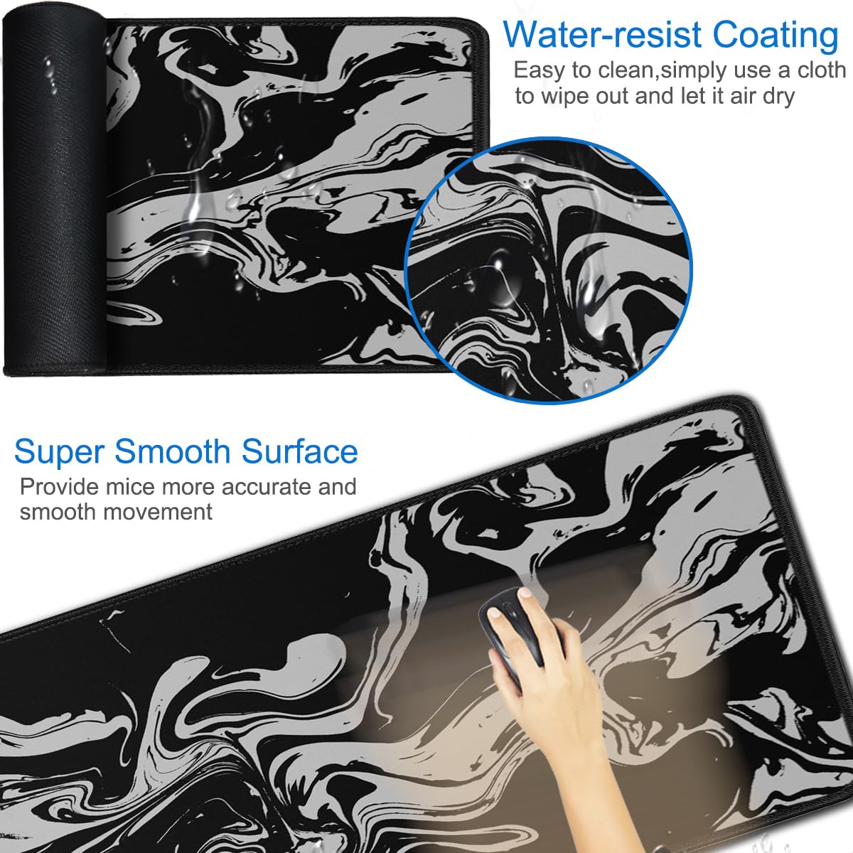 Gaming Mouse Pad, 31.5x15.7 inch Large Extended Computer Keyboard Mouse Mat, Water Resist Non-Slip