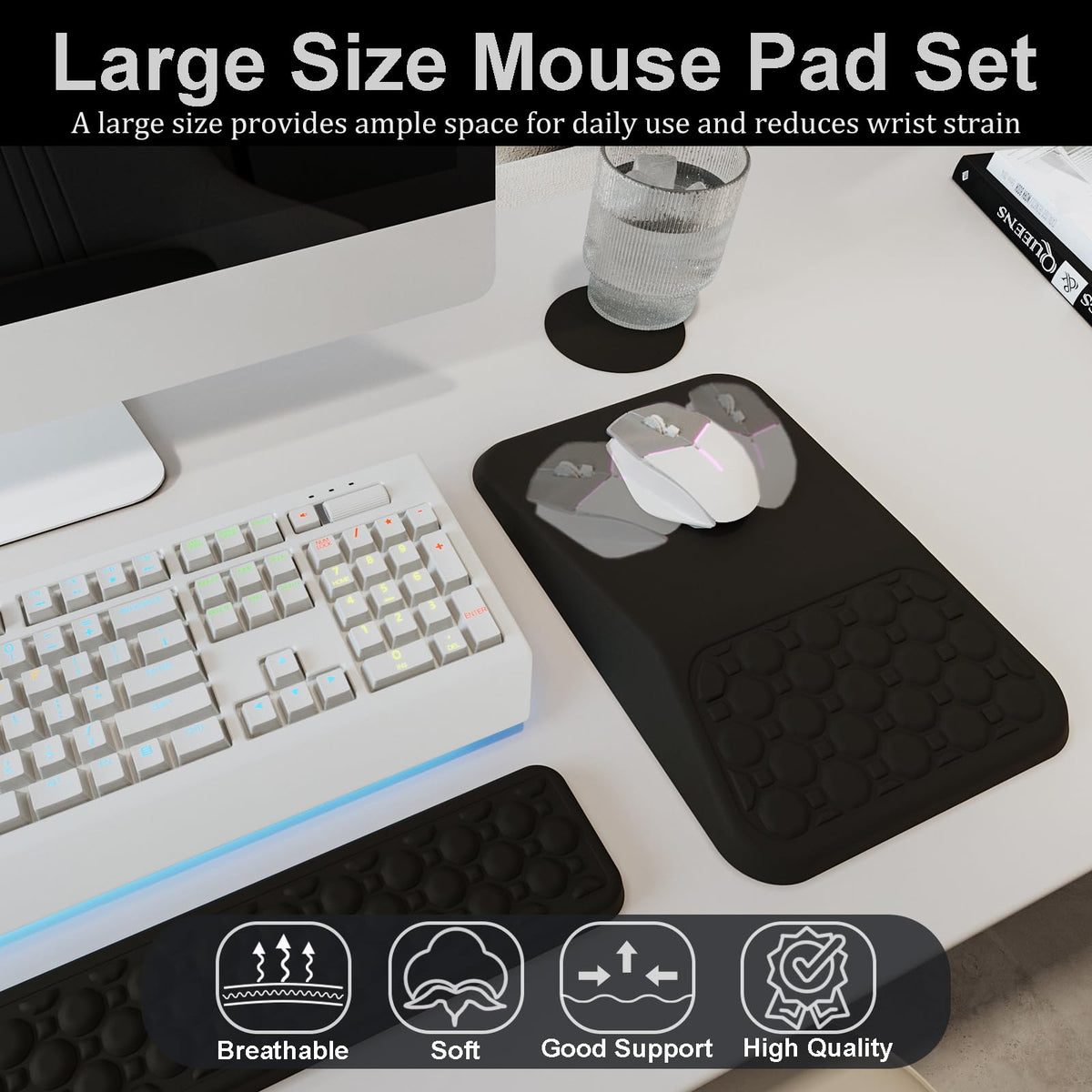 Ospelelf Keyboard Wrist Rest Ergonomic Mouse Pad with Wrist Rest, Arm Wrist Rest for Computer