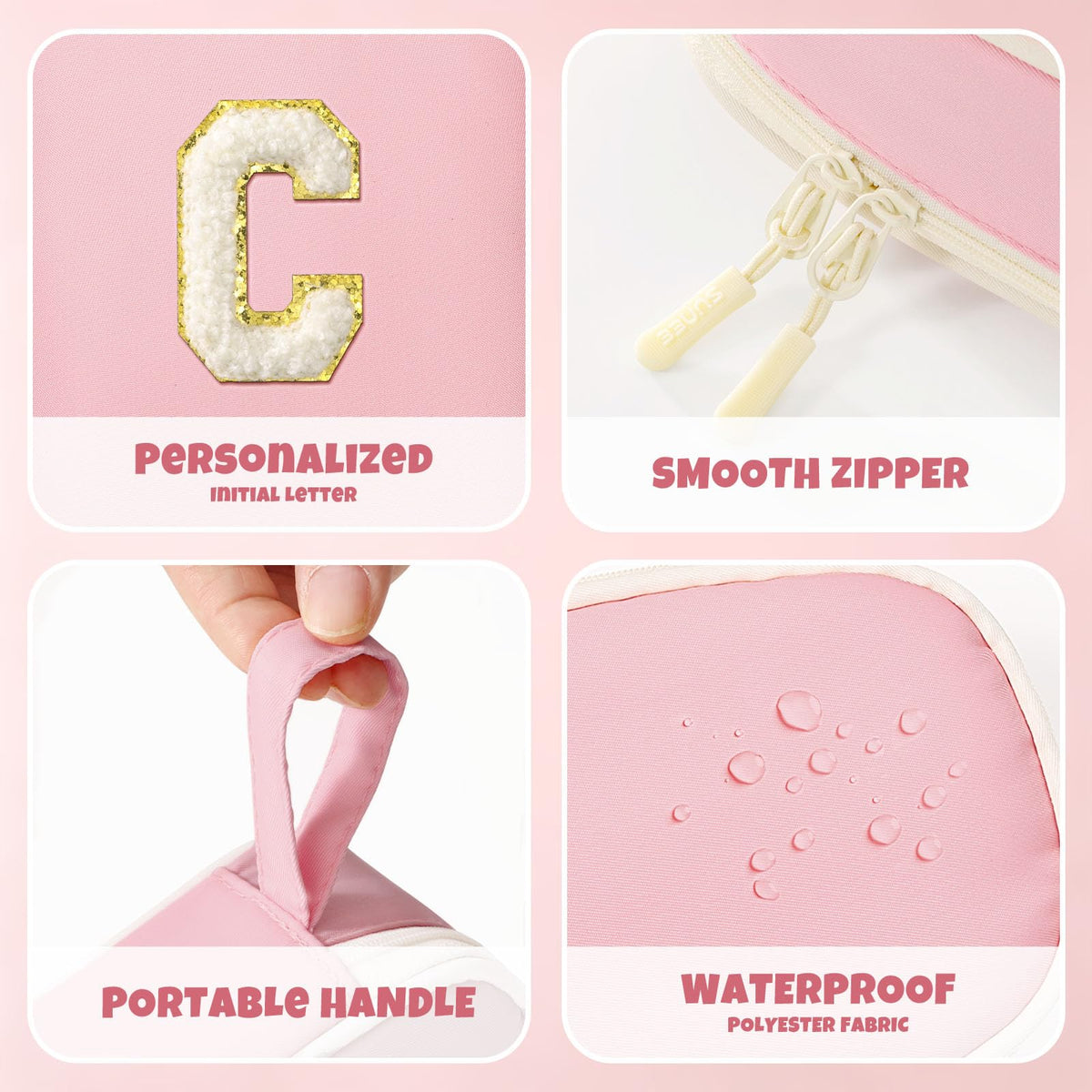 SUNEE Cute Pencil Case, Kawaii Big Capacity Pencil Pouch, Personalized Initial Pencil Bag with
