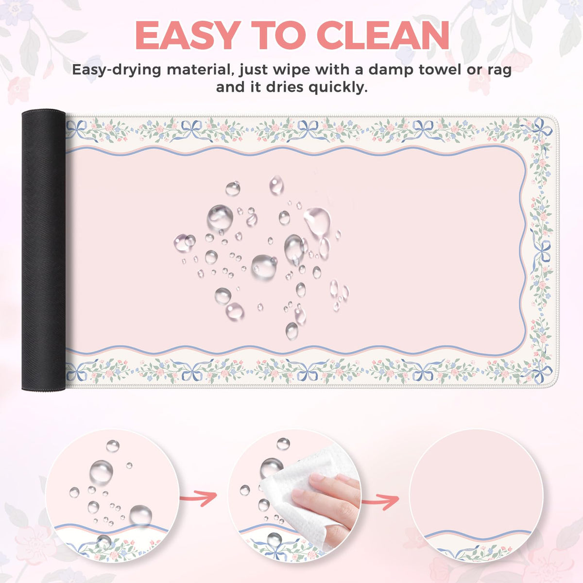 iCasso Pink Desk Mat,Cute Desk Pad for Keyboard and Mouse