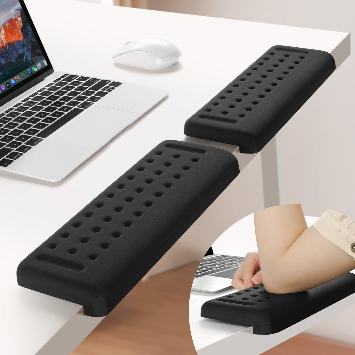Sushret L-Shaped Desk Elbow Pad for Desk, 2-Pack Elbow Rest, Black