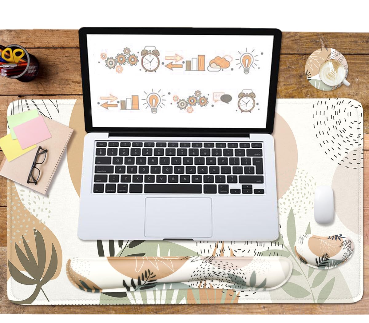 Keyboard Mouse Pad Set, Extended Mouse Pad+Keyboard Wrist Rest Support, Memory Foam Ergonomic Easy