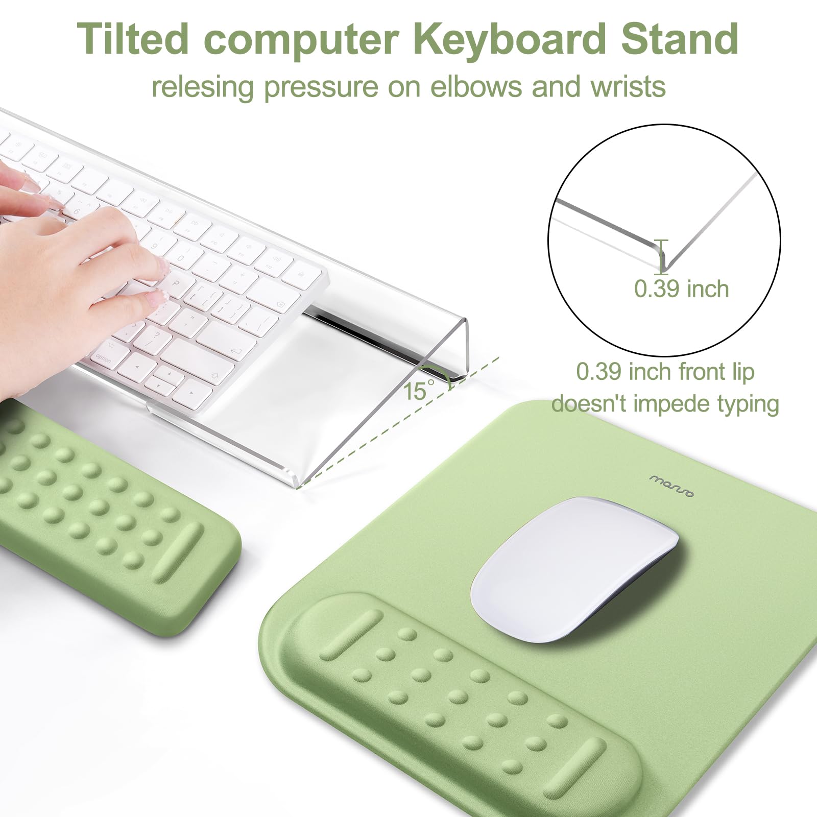 MOSISO Keyboard Stand&Wrist Rest Support for Keyboard &Mouse Pad Set