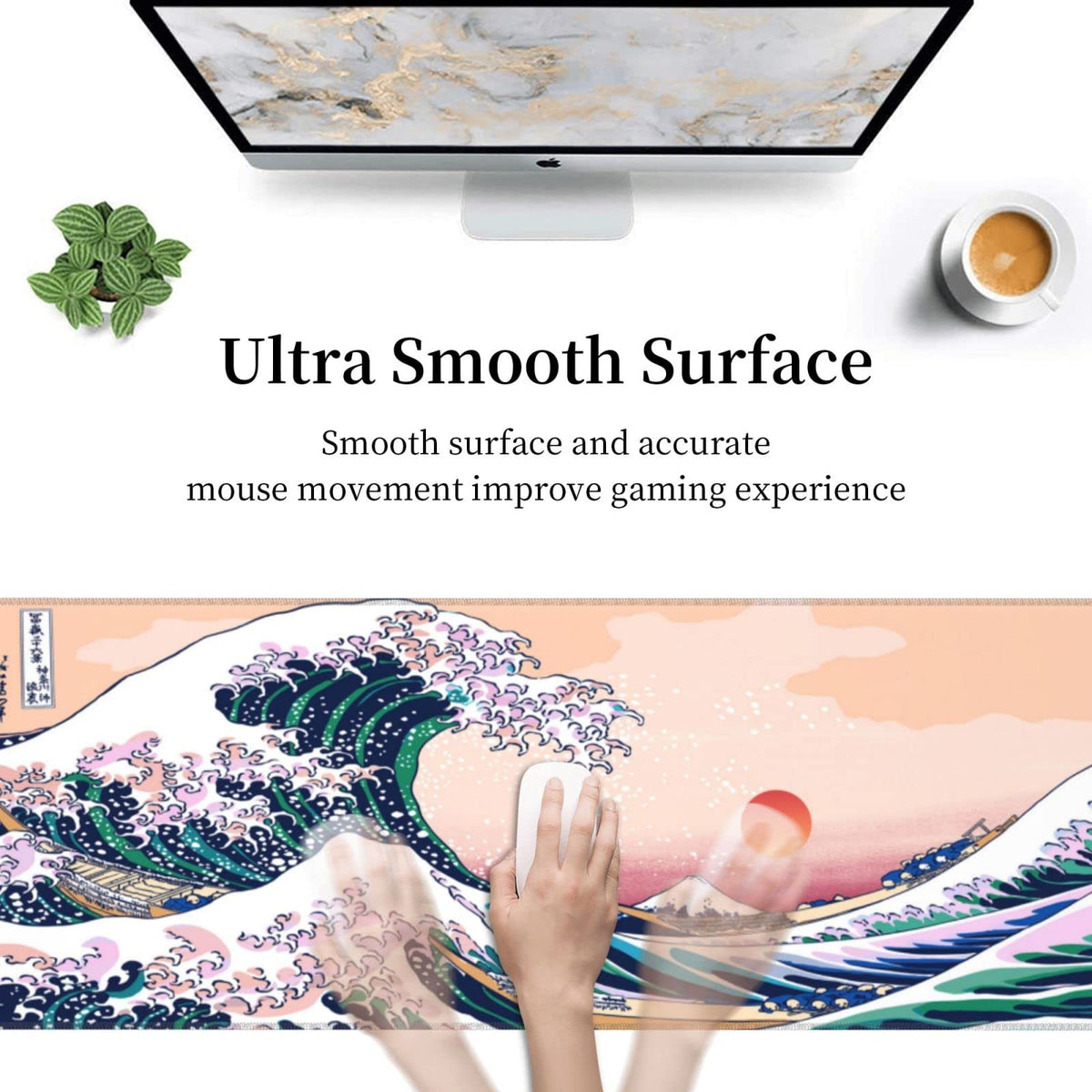 Mouse pad XL Extended Non Slip Rubber Base Stitched Edge 31.5 X 11.8 Inch