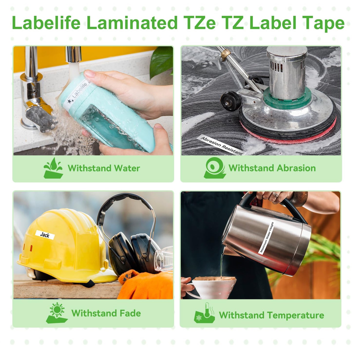 TZe-221 TZe221 Replacement for Brother P Touch Label Maker Tape 9mm 0.35''