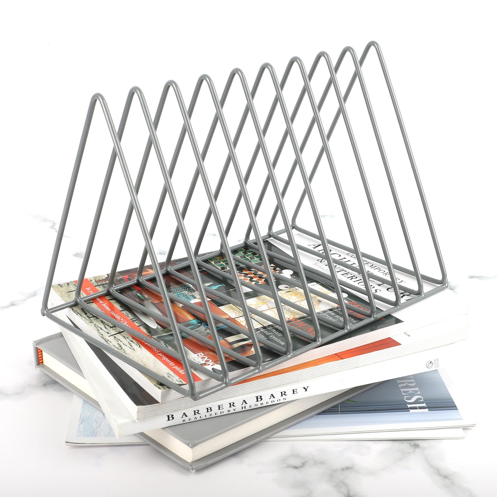 EASEPRES Vinyl Record Holder Storage, 9 Slot Metal Magazine Book Album Display Rack, Stylish