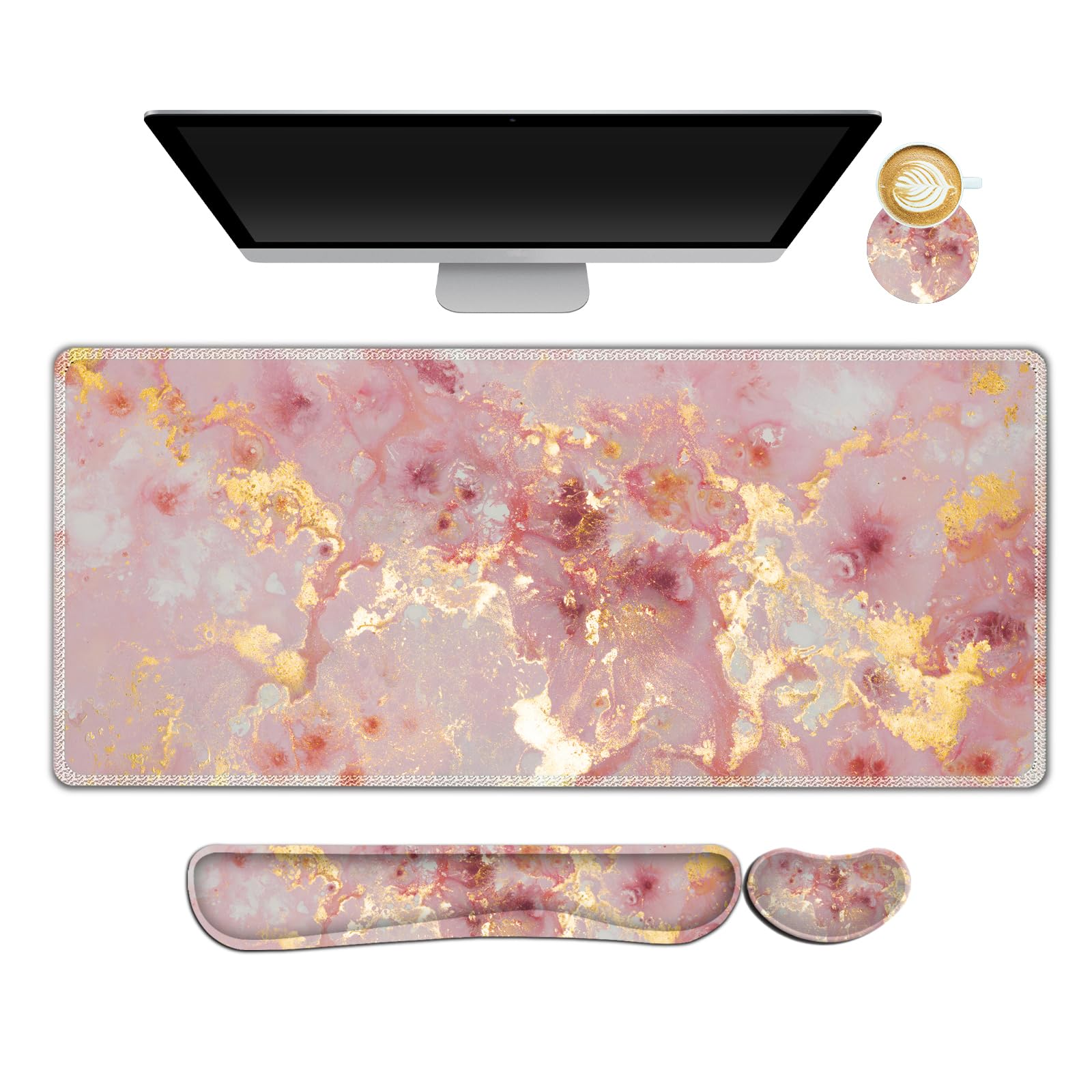 AIMSA Keyboard Mouse Pad Set, Large Gaming Mouse Pad +Wrist Rest Mouse Pad +Keyboard Wrist Support
