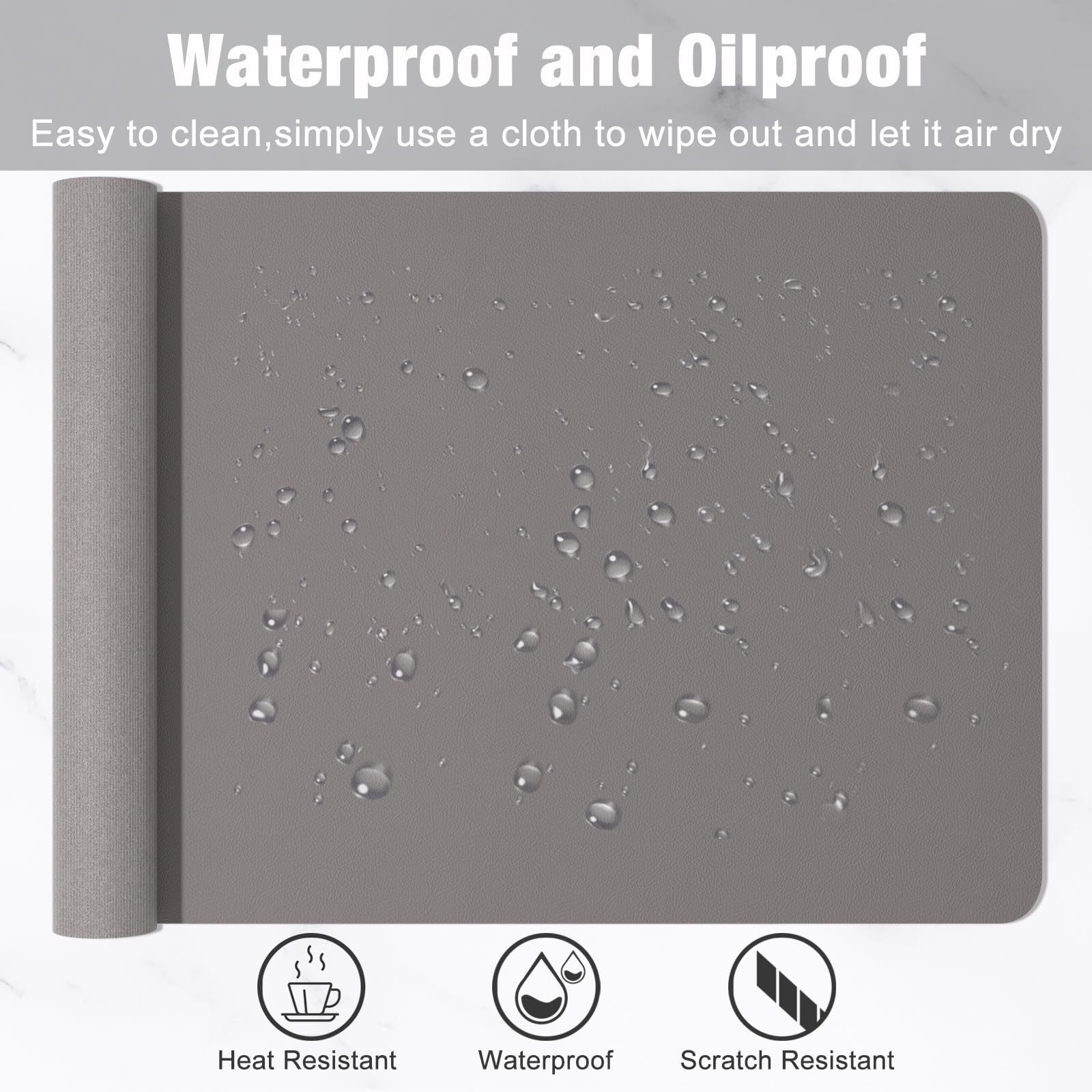 Hsurbtra Desk Pad, 35.5" x 17" PU Leather Desk Mat, XXL Extended Mouse Pad, Waterproof Desktop