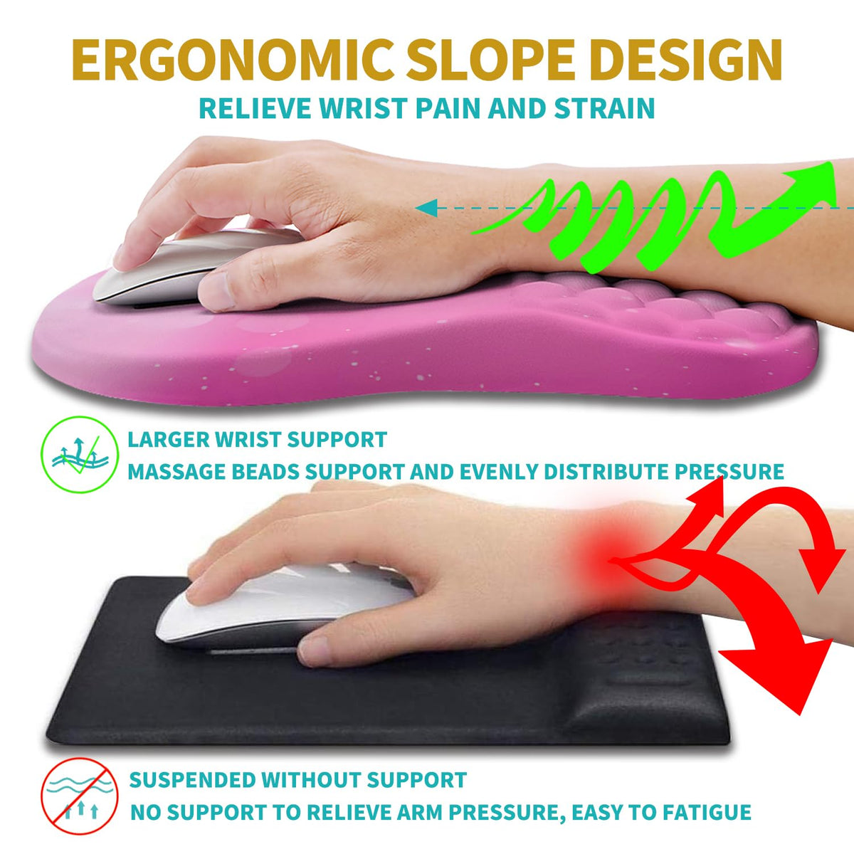 Hokafenle 2 in 1 Ergonomic Mouse Pad Wrist Support & Wrist Rest for Computer Keyboard Set, with